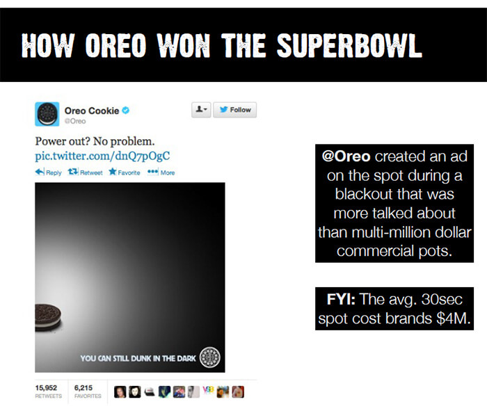 how oreo won the superbowl via newsjacking