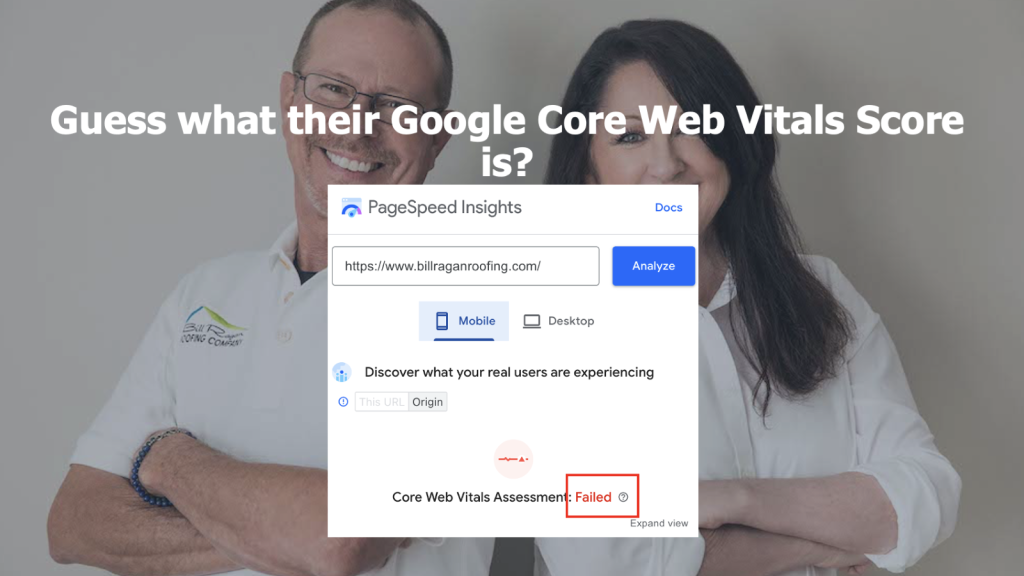 core web vital assets score for Bill Ragan's Roofing