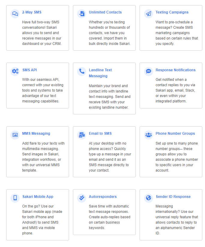sakari.io features table