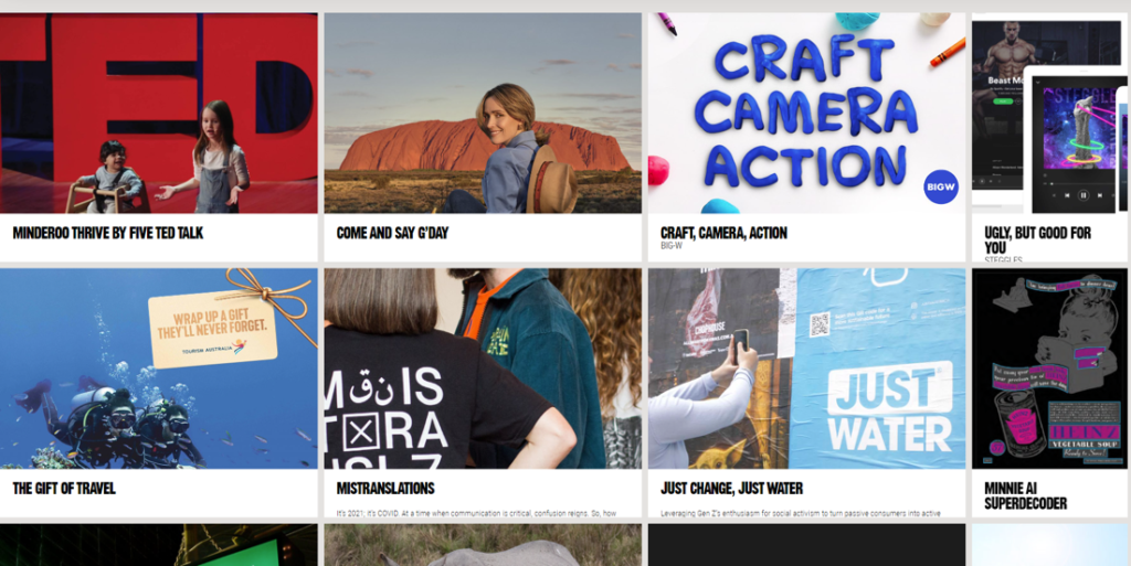 snapshot of their ‘Work’ section
