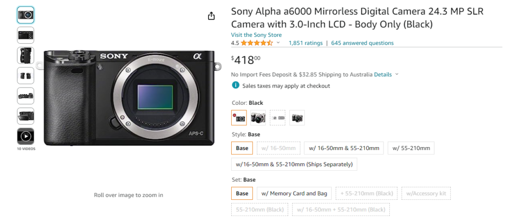 Image of Sony A6000