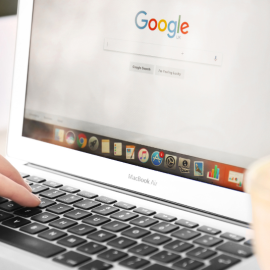 laptop with google on the screen