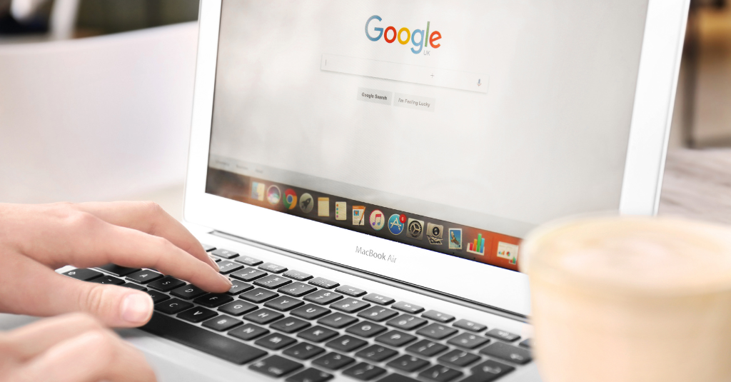 laptop with google on the screen