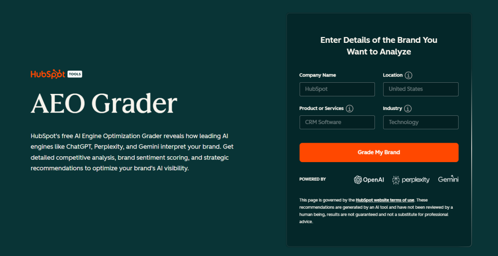 hubspot aeo grader