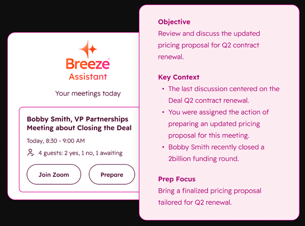 screenshot of breeze assistant example