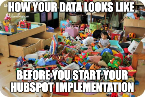 Meme about what data looks like before using hubspot