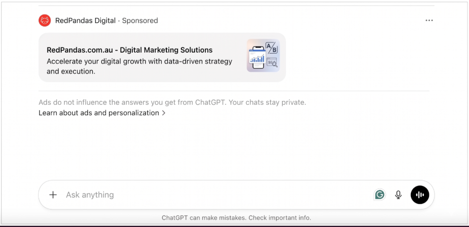Sample of a chatgpt ads