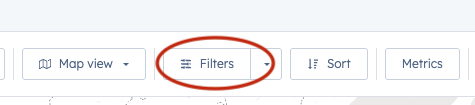 Screenshot on how to open HubSpot Map Filters
