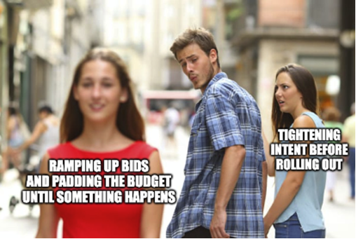 A meme about google ads budget