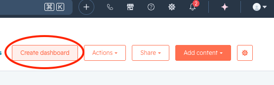 Create dashboard on Hubspot