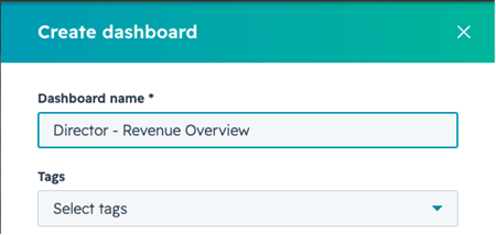 Create dashboard on Hubspot
