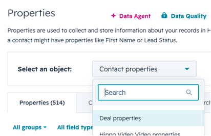 Property setting on hubspot