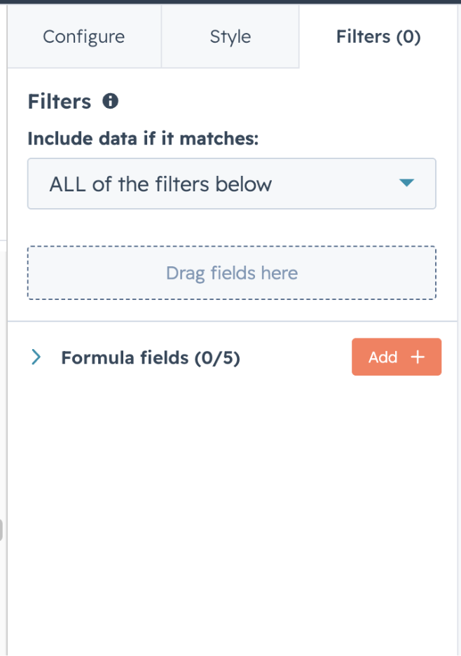 a filter report option in hubspot