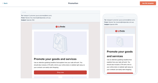 Promotional Templates on Hubspot