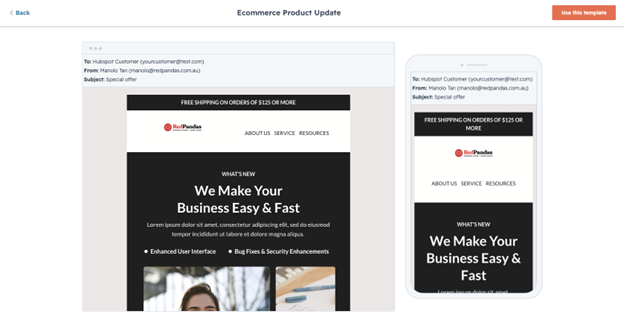 Product Update Templates on Hubspot