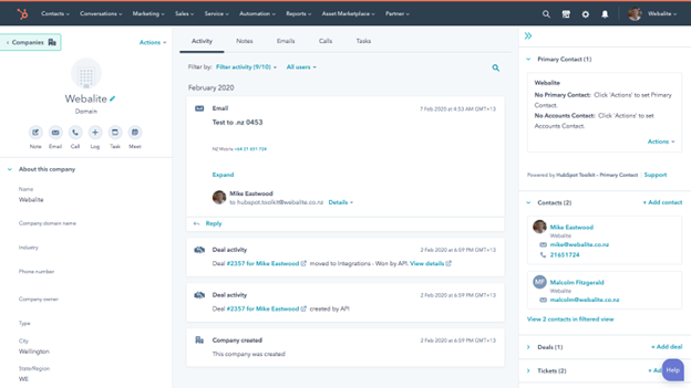Hubspot dashboard