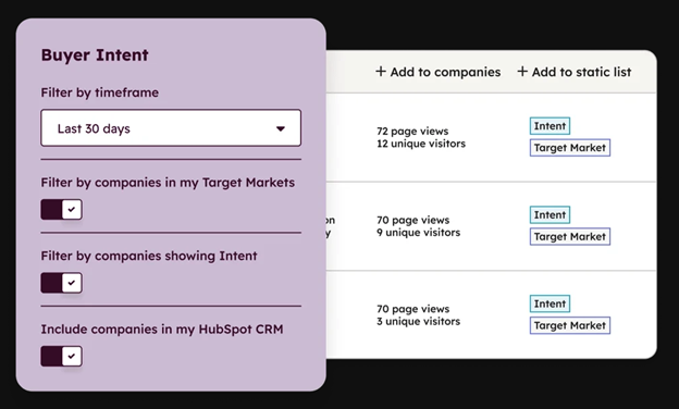 HubSpot Buyer Intent Feature
