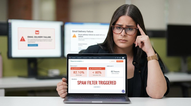 A person struggling because HubSpot Sequences Are Triggering Spam Filters