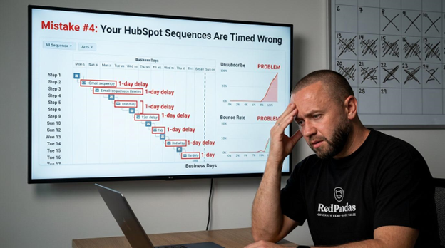A person struggling because of HubSpot Sequences Are Timed Wrong