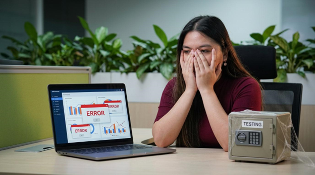 A person struggling because Skipping Testing Before Going Live