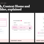 HubSpot AI features from Unbound 2026: Agent Hub, Context Home, and Agent Builder shown side by side.