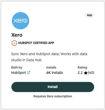 Xero (by HubSpot) connect