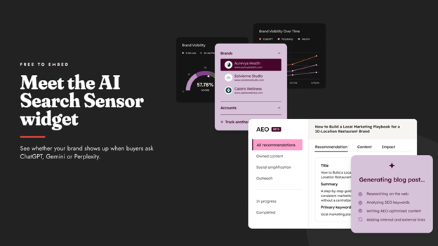 Hubspot Marketing Studio 2.0 Poster AI seach sensor widget
