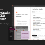 Unbound 2026 HubSpot marketing automation updates: Marketing Studio 2.0 overview dashboard with Breeze AI assistant and AEO Search Sensor recommendations.