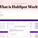 What is HubSpot Work? The new AI-first workspace shown creating a marketing content project with an AI-generated task checklist.